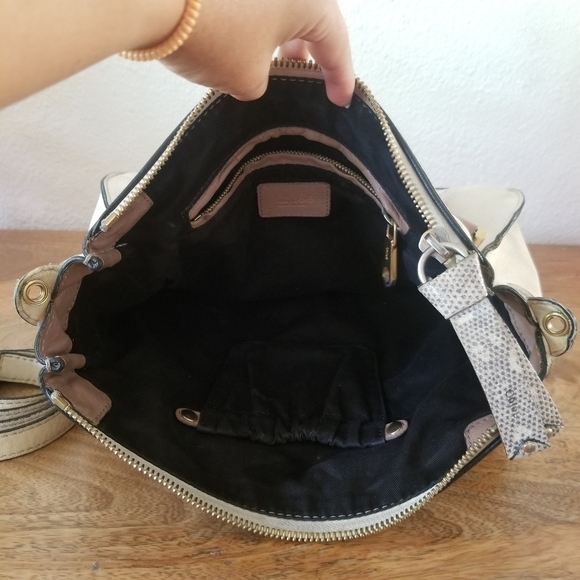 Chloe Marcie Medium Lizard Embossed Satchel Handbag Crossbody Bag - Picture 13 of 17